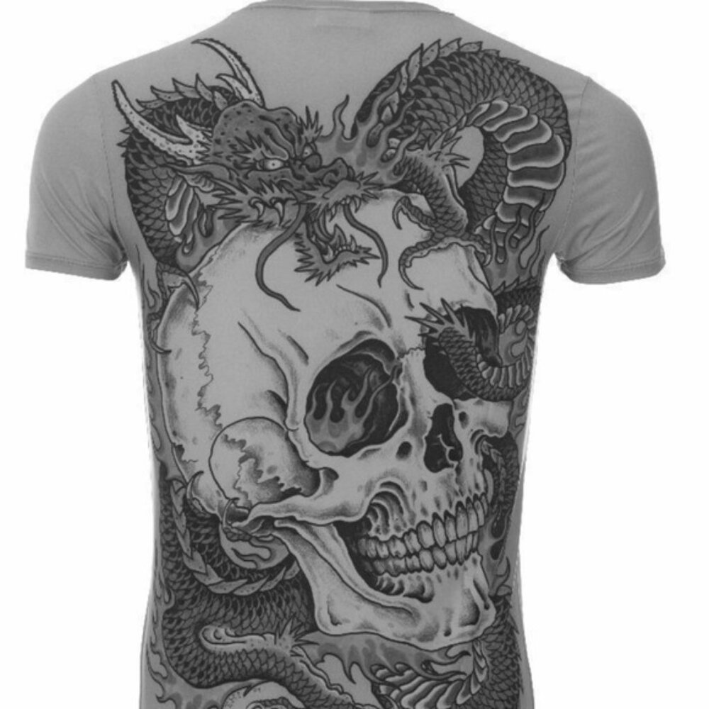 YMX by YellowMan Men's Madkool Ghost Death Dragon Tattoo Tee M XXL L XL NWT